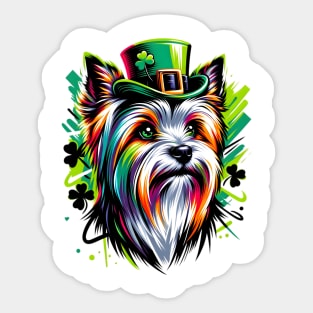 Silky Terrier in Leprechaun Hat Celebrates St. Patrick's Sticker